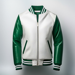 Veste universitaire en laine et cuir véritable pour hommes | Noir avec logos de broderie personnalisés - Product Image 3