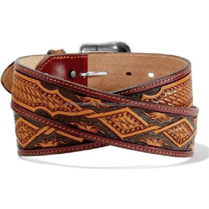 Cinturones de cuero occidental hechos a mano de último diseño, cuero de vaca para hombres y mujeres, cinturones florales de estilo occidental hechos a mano Unisex - Product Image 3