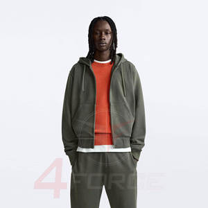 Sweat à capuche court ample pour homme, streetwear urbain, en molleton de coton 400 GSM, coupe décontractée, mode décontractée, fermeture éclair, OEM, marque privée - Product Image 2