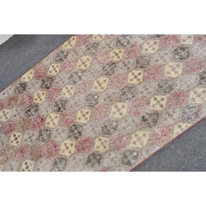Vintage Turkish Rug Large 3x5,6ft Beige <b>Yellow</b> <b>Wool</b> with Latex Backing Rectangle Pattern Style Tabriz for Teen's Room Hallway - Product Image 5