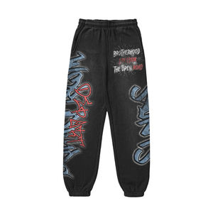 Pantalons de survêtement amples délavés à l'acide, vente en gros, personnalisation, pantalons et pantalons évasés usés - Product Image 3