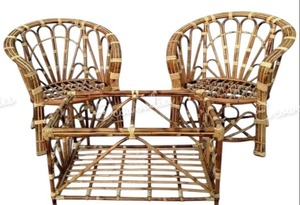 Ensemble moderne de 3 chaises en rotin à dossier haut Offre Spéciale meubles de patio en bambou pour jardin et balcon - Product Image 5