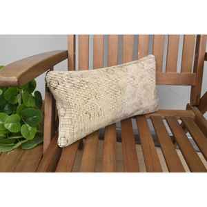 Beige <b>Kantha</b> Patchwork Wool Pillow 8x16 Inch Rustic Floral <b>Throw</b> Pillow with Vintage Embroidered Print Premium Style Portable - Product Image 2