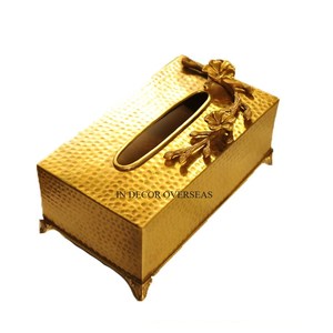 Boîtes de porte-serviettes et mouchoirs en métal plaqué or de haute qualité à texture martelée de qualité supérieure à bas prix - Product Image 1