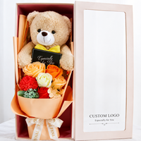 AYOYO Vente en gros de bouquets de fleurs de savon en forme d'ours en peluche pour la Saint-Valentin, à offrir à votre petite amie ou à votre amant