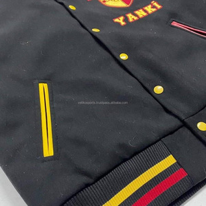 แจ็กเก็ตเบสบอลทีมโรงเรียนของผู้ชายเสื้อแจ็คเก็ตหนังแขนควิลท์ขนสัตว์ระบายอากาศสำหรับฤดูใบไม้ร่วงฤดูหนาวโลโก้ตัวอักษร - Product Image 5