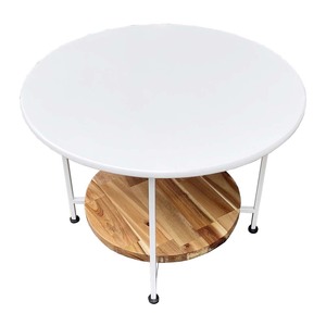 Olivia 2-Tier Oak Wood Top Iron Leg <b>Sofa</b> <b>Table</b> 60x60x45cm Modern Traditional Durable Double Layer Living Room <b>Table</b> TT68132 - Product Image 1
