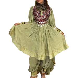 Robe afghane en velours bleu de luxe pour femmes Travail lourd de miroirs Robe traditionnelle Kuchi pour les cérémonies de mariage - Product Image 5