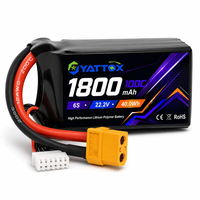 Batterie LiPo 6S 1800mAh 100C à décharge rapide 100% LCO pour avion RC, voiture, jouets et modèles réduits