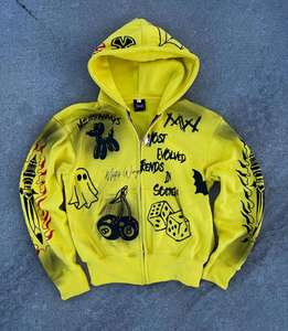 Sweat à capuche délavé pour hommes 440 Gsm Super Heavy Weight Winter avec fermeture à glissière Design personnalisé Vêtements décontractés de haute qualité à bas prix - Product Image 3