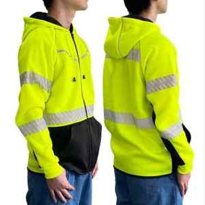 Logo personnalisé disponible plusieurs couleurs 100% coton imperméable respirant réfléchissant unisexe sweat à capuche de sécurité maille vêtements de travail - Product Image 5