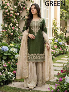 Kurti Sharara Dupatta de Georgette Ligero de Última Moda para Fiesta de Invierno, Diseño Tradicional, Totalmente Cosido para Damas - Product Image 4