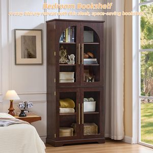 Vitrine de luxe <span class=keywords><strong>en</strong></span> <span class=keywords><strong>bois</strong></span> pour salon, meuble de salon avec portes vitrées, vitrine pour rangement d'objets anciens à domicile DR539 - Product Image 2