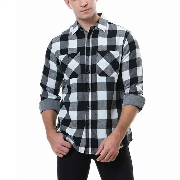 Vente en gros design 100% coton extra lourd à manches longues ODM chemise en flanelle à carreaux pour hommes