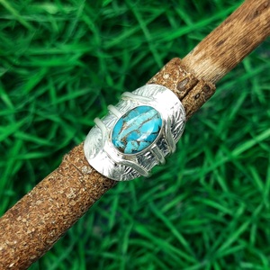 Vente en gros de bagues en argent sterling 925 faites à la main en cuivre bleu turquoise 100% bijoux de fiançailles naturels pour mariage femmes diamant - Product Image 4