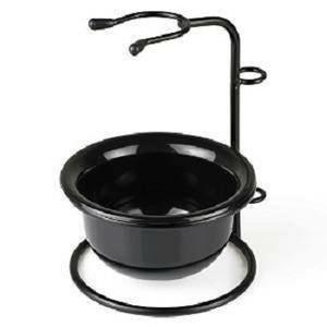 Cuenco de maquinilla de afeitar de salón de peluquería de acero inoxidable profesional con soporte Color negro - Product Image 1