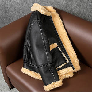 New 2025 <b>Men</b> <b>Fur</b> Collar Fashion Customized Breathable Design Top Trending Comfortable Sheepskin Leather Sherpa <b>Jacket</b> <b>For</b> <b>Men</b> - Product Image 4