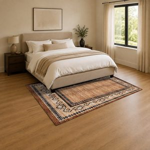 Tapis de salon en chenille antidérapant, imprimé numériquement, motif médaillon traditionnel rouge bordeaux, lavable en machine, vente en gros RUGS DEPOT LXDP-0077 - Product Image 3