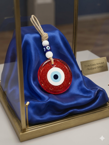 SNB0701 Wholesale 7cm <b>Red</b> <b>Glitter</b> Glass Evil Eye Amulet, Handmade Turkish Nazar Boncugu Wall Hanging, Home Protection Charm Wedd - Product Image 2