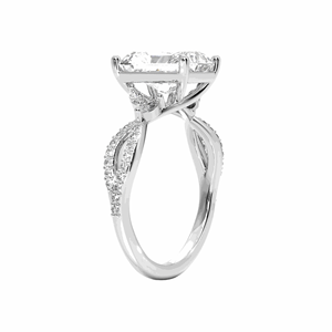 Bague de fiançailles en diamant taille radiant torsadée pour femmes - Product Image 2