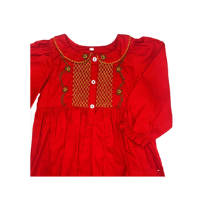 Robes smockées pour enfants en coton doux pour bébé fille Vêtements fabriqués au Vietnam Fabricant de vêtements OEM Modèles Smockés de Noël - Product Image 3