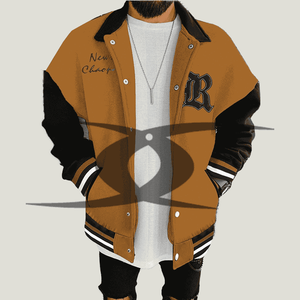 Chaqueta universitaria de cuero informal con estampado personalizado para hombre, cuello de piel de oveja, diseño superior con botones transpirables para la temporada de invierno - Product Image 1