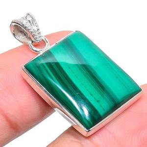 Pendentif classique fait main 925 bijoux en argent massif pour femmes 925 argent Sterling Malachite pierres précieuses Boho Style pendentif cadeau pour - Product Image 1