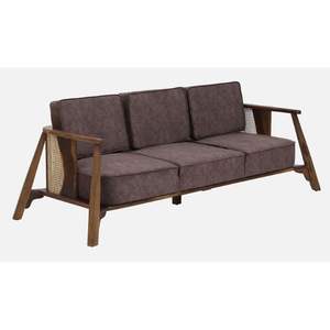 Finnmark Sofá de madera Sheesham marrón contemporáneo de 3 plazas para decoración de sala de estar - Product Image 3