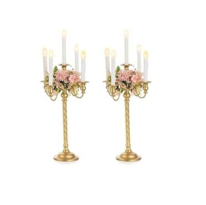 Portavelas Acabado en oro Centros DE MESA DE BODA altos Candelabro Portavelas de metal de diseño de excelente calidad - Product Image 1