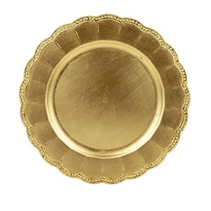 Assiette de chargeur nouvelle moderne avec bordure en relief assiette de chargeur en ardoise de couleur noir et or pour la décoration de Table de Banquet de mariage - Product Image 5