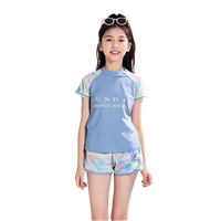 Set pakaian dalam wanita 2 potong motif bunga kustom spandeks nilon 180g tahan air Anti-UV cepat kering untuk remaja wanita