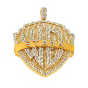Pendentif Iced WB Stank Shield en or avec pierres Moissanite de 10 carats, 30 grammes, breloque de luxe Hip Hop, unisexe - Product Image 4