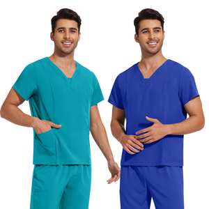 Conjuntos de uniformes médicos de talla grande europeo de alta calidad, uniformes de enfermería elásticos, uniforme de enfermera con cuello en V para hombres - Product Image 2