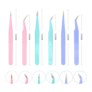 Pince à cils spéciale en acier inoxydable à pointe en fibre Outils de beauté pour l'extension des cils et les faux cils Type de pointe à haut volume - Product Image 2