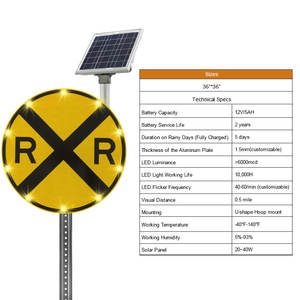 Luce di avvertimento di traffico personalizzabile OEM con la strada riflettente illuminata dal bordo direzionale e la ferrovia che attraversa i segnali stradali - Product Image 3