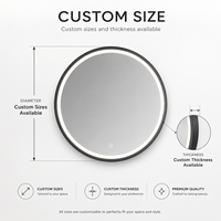 Kingstin Miroir Salle de Bain LED Rond Inox pour Hôtel Maison, Désembreur et Heure Personnalisés, Livraison Sécurisée