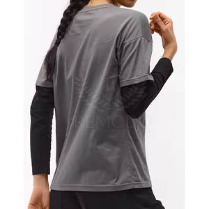 Camiseta de doble capa de Venta caliente, camiseta transpirable de doble capa, ropa de calle cómoda para mujer, camisetas de doble capa - Product Image 2