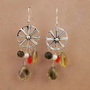 925 <b>Silver</b> Drop <b>Earrings</b> with Freshwater Pearl and Diamond Vintage Style Gold Plated Gemstone <b>Dangle</b> Jewelry for Women - Product Image 2