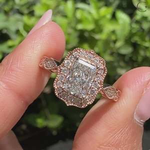 Vintage Style Milgrain Radiant Cut Lab Grown Diamond Women's Engagement Ring - Product Image 2
