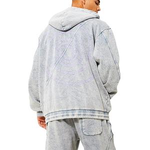 ชุดวอร์มผ้าฝ้ายคุณภาพสูงสำหรับผู้ชายเสื้อมีฮู้ดและกางเกงกันหนาวแบบมีซิปดีไซน์บานพร้อมคุณสมบัติระบายอากาศ - Product Image 2