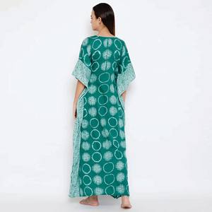 Alta calidad Slim Fit 100% algodón Escote en V Mangas cortas extendidas Verde Shibori Tie-Dye Kaftan - Product Image 5