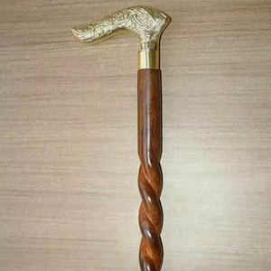 Stylish Handmade Folding Trekking Pole with Brass Top Anti-Slip <b>Handle</b> for Men-Outdoor Use - Product Image 1