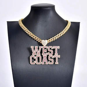 Colgante Personalizado Unisex con Iniciales 3D Combinadas, Chapado en Oro y Plata, Estilo Hip Hop, con Diamantes de Imitación y Moissanita - Product Image 2