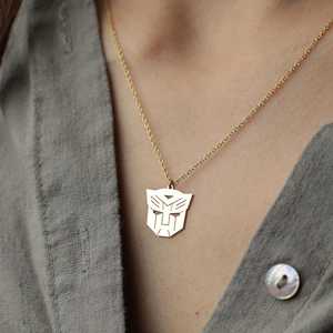 925 argent Sterling or Rose minimaliste science-fiction Robot pendentif collier emblématique Robot symbole conception Unique déclaration bijoux cadeau - Product Image 2