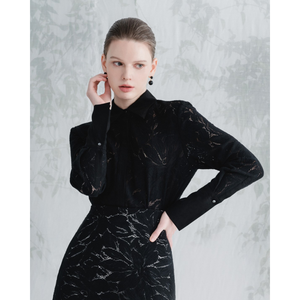 Wholesale Price Women Tops JEDA POINTED COLLAR <b>SHIRT</b> 64% Cotton, 36% Polyester Women's Clothing Elegant Custom Logo Luxury Brand - Product Image 3