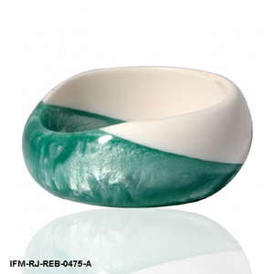 Handmade Two Tone Resin Bangle Green Marble & Cream <b>White</b> Chunky Statement <b>Bracelet</b> Jewelry for Women - Product Image 3