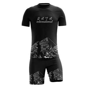 Tenues athlétiques personnalisées unisexe haut en flanelle respirant 2 pièces t-shirt et short d'été ensemble hip hop solide décontracté hiver - Product Image 5