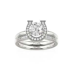 Jeulia Horseshoe Design Round Cut <b>Bridal</b> Ring <b>Set</b> 2-Piece Wedding <b>Jewelry</b> - Product Image 4