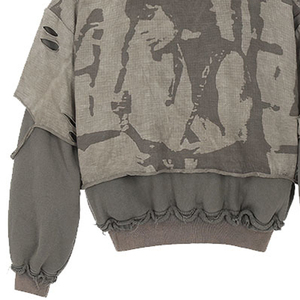 Sweat à capuche oversize à manches 3/4 et épaules tombantes pour hommes en coton mélangé Streetwear - Product Image 5