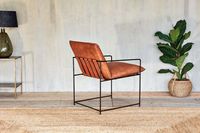 Fauteuil d'appoint de luxe en cuir véritable avec structure métallique robuste, disponible en plusieurs couleurs pour salon, hôtel, bureau